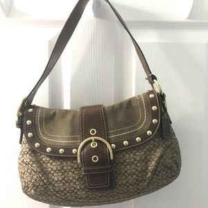 Coach brown leather/suede studded purse